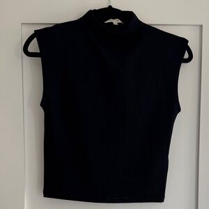 Madewell Mock Neck Black Sleeveless Fitted Top